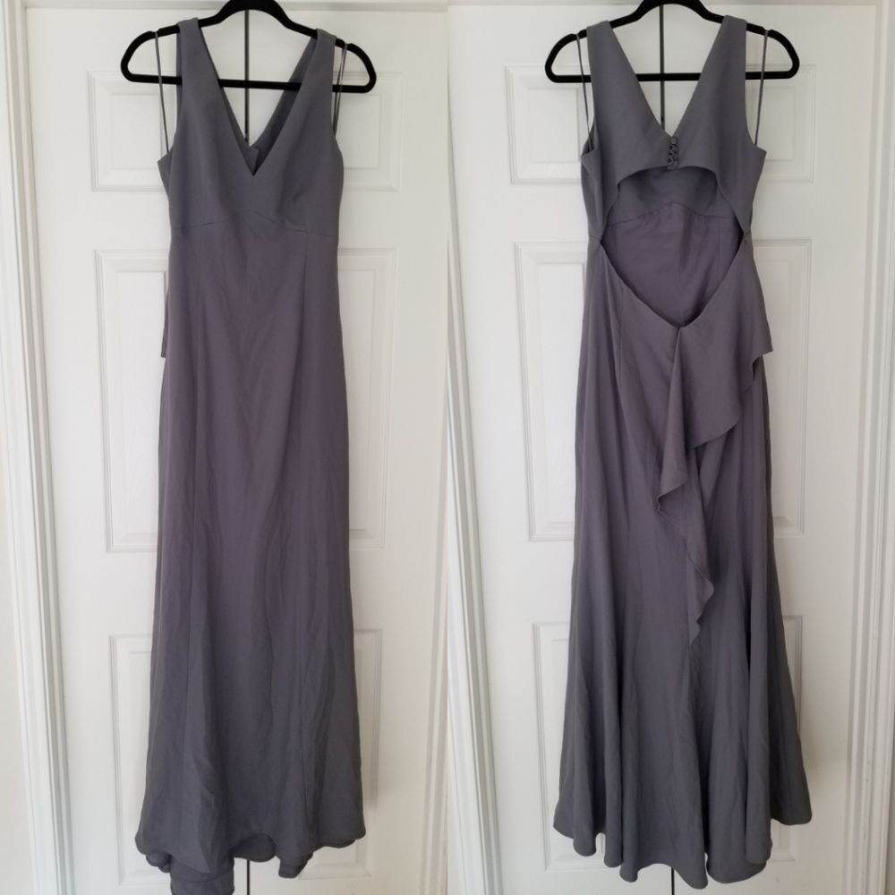 Amsale graphite grey bridesmaid dress size 12 - Picture 6 of 13